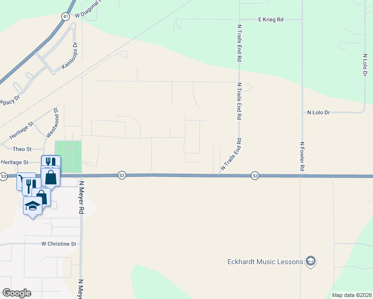 map of restaurants, bars, coffee shops, grocery stores, and more near 5943 Idaho 53 in Rathdrum