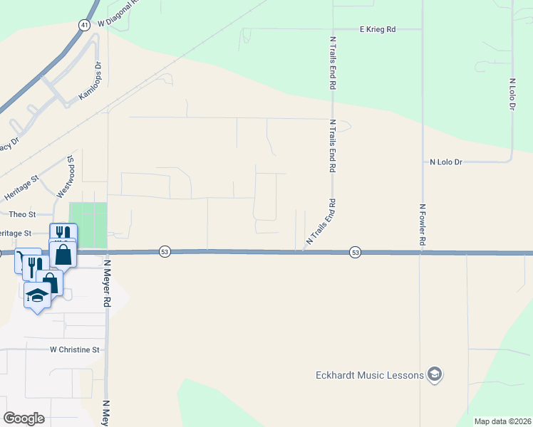 map of restaurants, bars, coffee shops, grocery stores, and more near 5943 Idaho 53 in Rathdrum