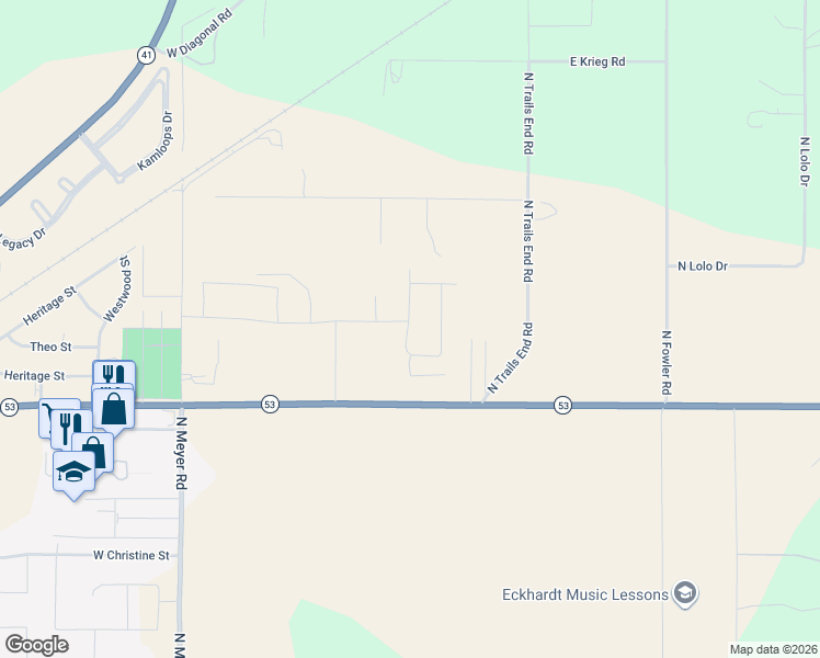 map of restaurants, bars, coffee shops, grocery stores, and more near 5943 Idaho 53 in Rathdrum