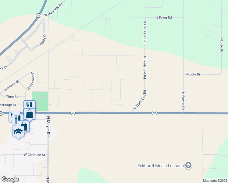 map of restaurants, bars, coffee shops, grocery stores, and more near 5943 Idaho 53 in Rathdrum