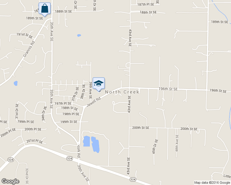 map of restaurants, bars, coffee shops, grocery stores, and more near 4119 Jewell Road in Bothell