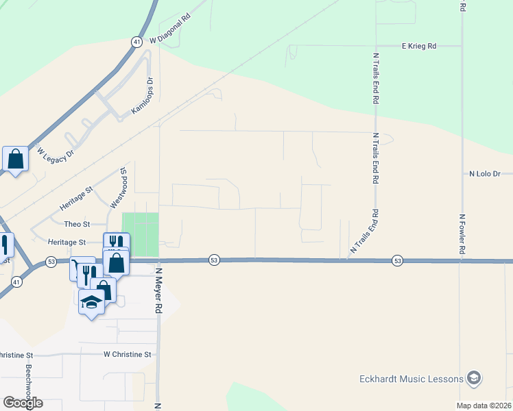 map of restaurants, bars, coffee shops, grocery stores, and more near 5955 Dayton Avenue in Twin Lakes