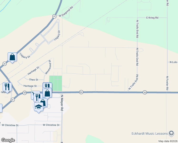 map of restaurants, bars, coffee shops, grocery stores, and more near 6197 Pelican Loop in Twin Lakes