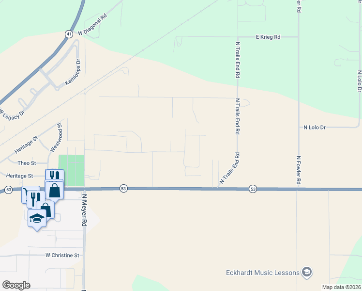 map of restaurants, bars, coffee shops, grocery stores, and more near 5879 Pelican Loop in Twin Lakes