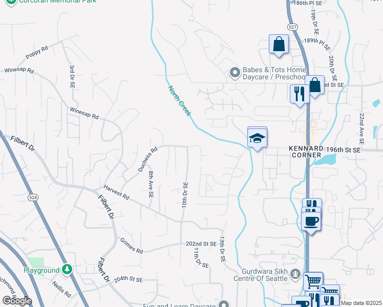 map of restaurants, bars, coffee shops, grocery stores, and more near 19615 10th Drive Southeast in Bothell