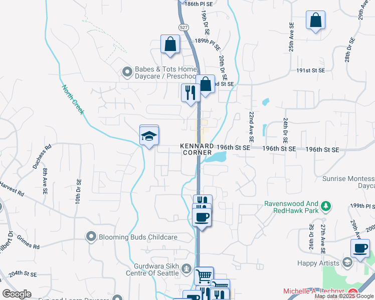 map of restaurants, bars, coffee shops, grocery stores, and more near 1808 196th St SE in Bothell