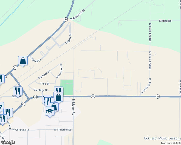 map of restaurants, bars, coffee shops, grocery stores, and more near 6250 West Mallory Road in Rathdrum