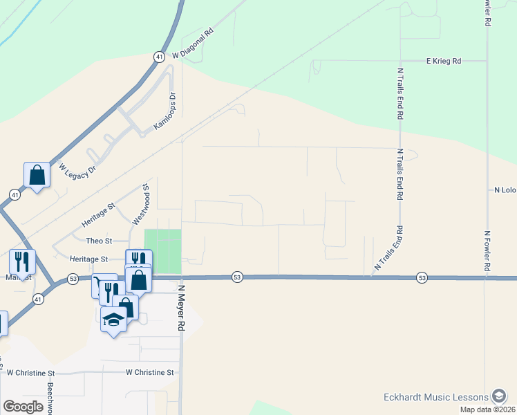 map of restaurants, bars, coffee shops, grocery stores, and more near 6197 Pelican Loop in Twin Lakes