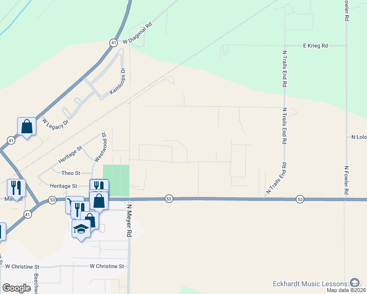map of restaurants, bars, coffee shops, grocery stores, and more near 6197 Pelican Loop in Twin Lakes