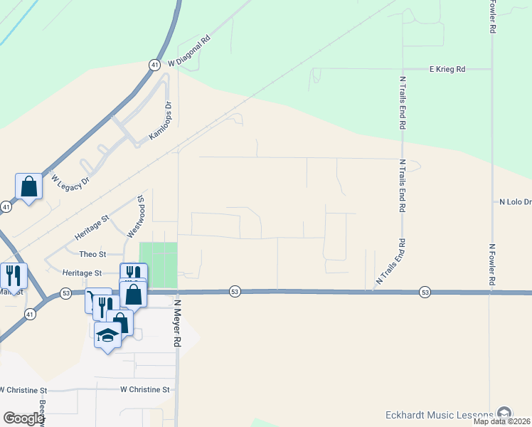 map of restaurants, bars, coffee shops, grocery stores, and more near 5955 Dayton Avenue in Twin Lakes