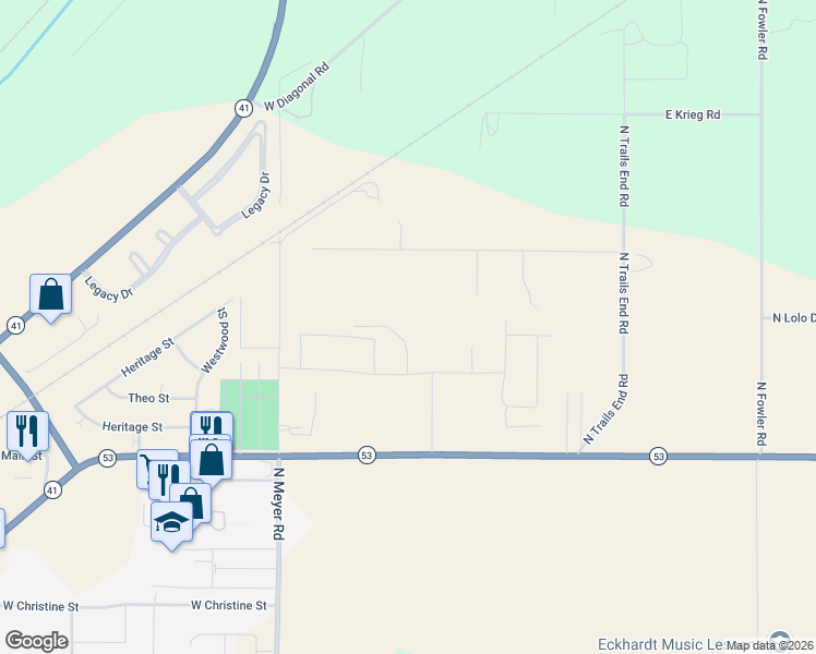 map of restaurants, bars, coffee shops, grocery stores, and more near 6197 Pelican Loop in Twin Lakes