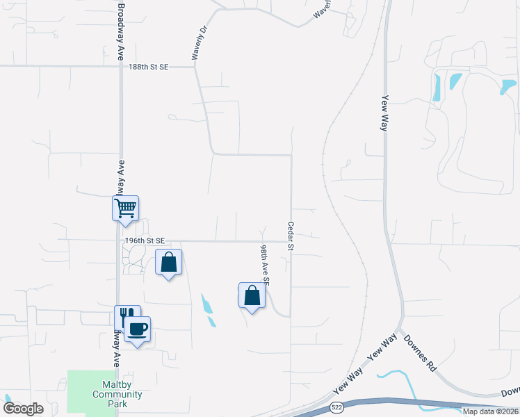 map of restaurants, bars, coffee shops, grocery stores, and more near 9717 196th Street Southeast in Snohomish