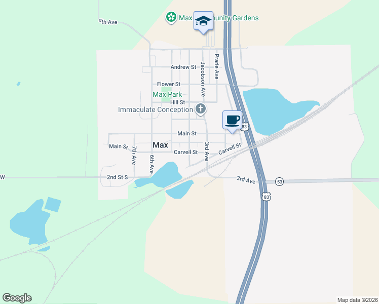 map of restaurants, bars, coffee shops, grocery stores, and more near 201 4th Avenue in Max