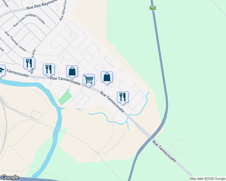 map of restaurants, bars, coffee shops, grocery stores, and more near 29 Rue du Carrefour in Riviã¨Re-Du-Loup
