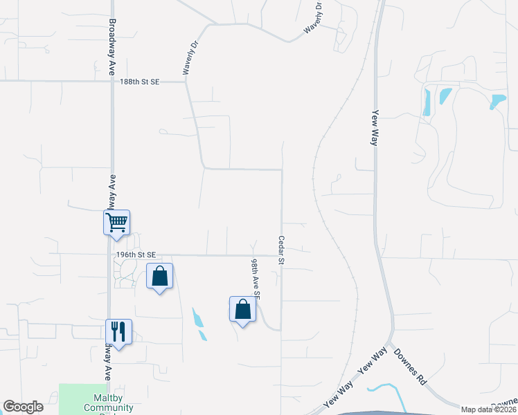 map of restaurants, bars, coffee shops, grocery stores, and more near 19318 99th Avenue Southeast in Snohomish
