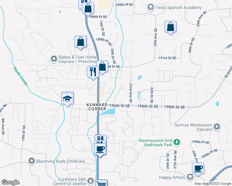 map of restaurants, bars, coffee shops, grocery stores, and more near 2009 196th Street Southeast in Bothell
