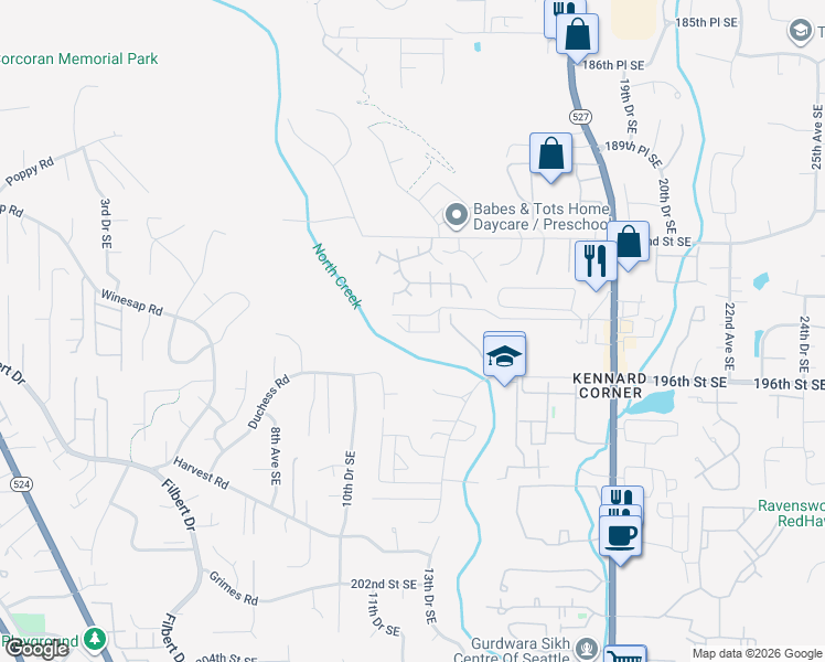 map of restaurants, bars, coffee shops, grocery stores, and more near 1232 194th Street Southeast in Bothell
