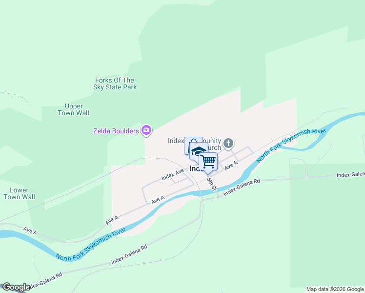 map of restaurants, bars, coffee shops, grocery stores, and more near 441 Index Avenue in Index