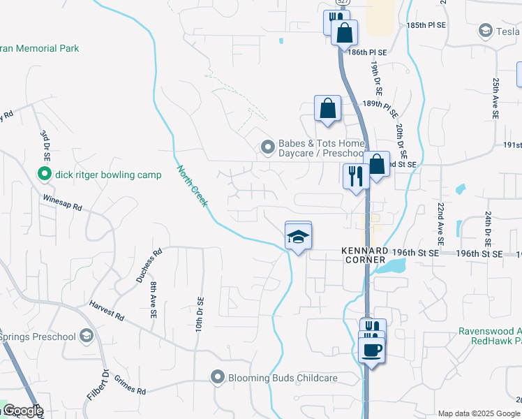 map of restaurants, bars, coffee shops, grocery stores, and more near 1415 196th Street Southeast in Bothell