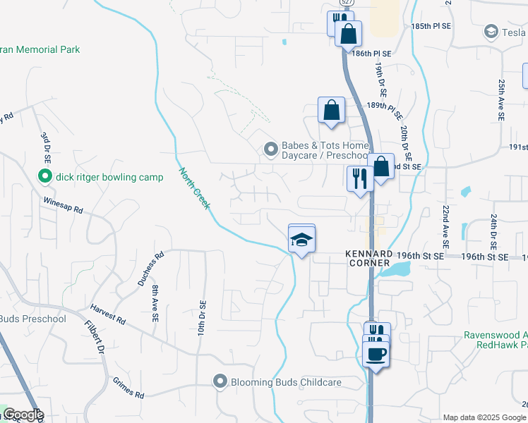 map of restaurants, bars, coffee shops, grocery stores, and more near 1415 196th Street Southeast in Bothell
