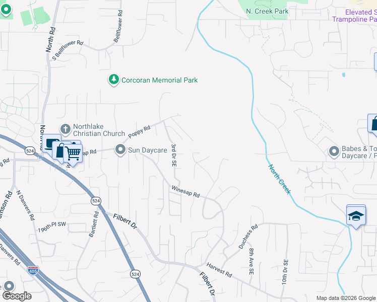 map of restaurants, bars, coffee shops, grocery stores, and more near 333 191st Pl SE in Bothell