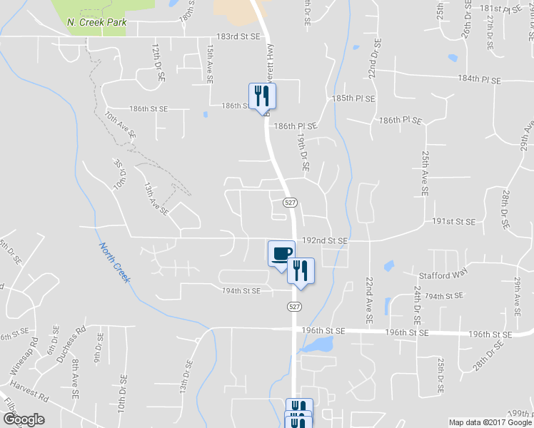 map of restaurants, bars, coffee shops, grocery stores, and more near 18930 Bothell Everett Highway in Bothell