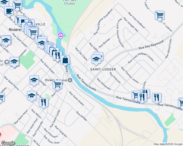 map of restaurants, bars, coffee shops, grocery stores, and more near 61 Rue Alexandre in Rivière-du-Loup