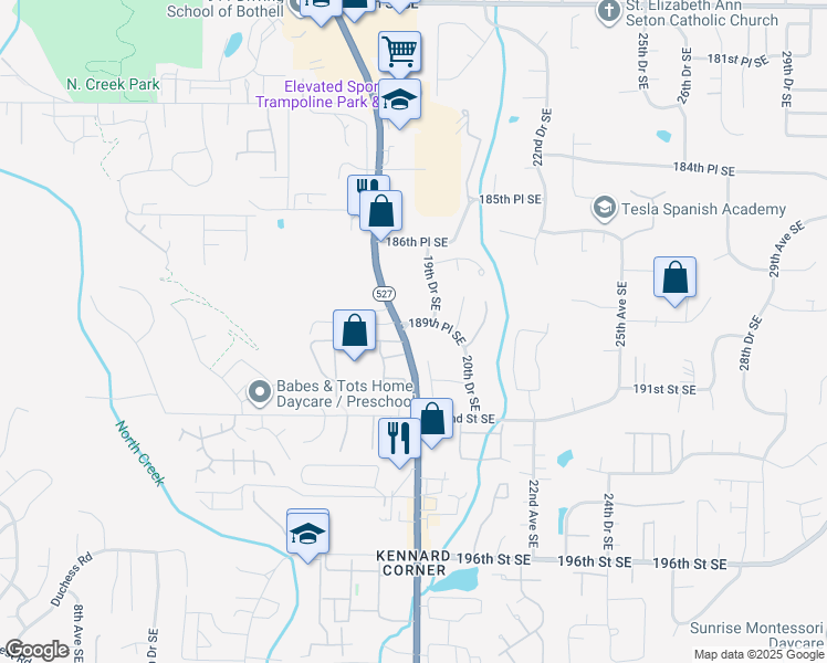 map of restaurants, bars, coffee shops, grocery stores, and more near 18913 Bothell Everett Highway in Bothell