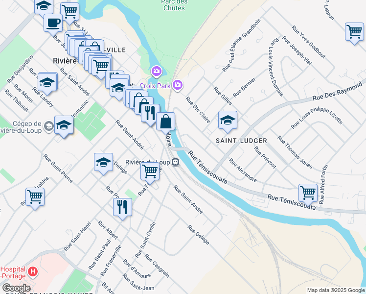 map of restaurants, bars, coffee shops, grocery stores, and more near 48 Rue Témiscouata in Rivière-du-Loup