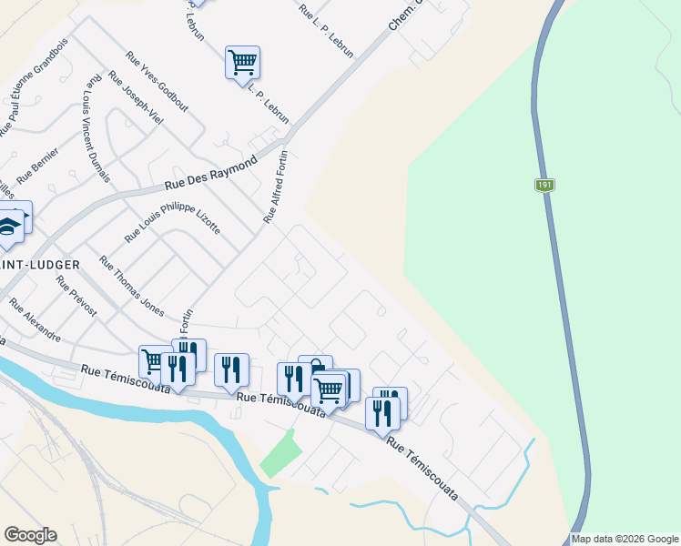 map of restaurants, bars, coffee shops, grocery stores, and more near 41 Rue de l'Intercolonial in Riviã¨Re-Du-Loup