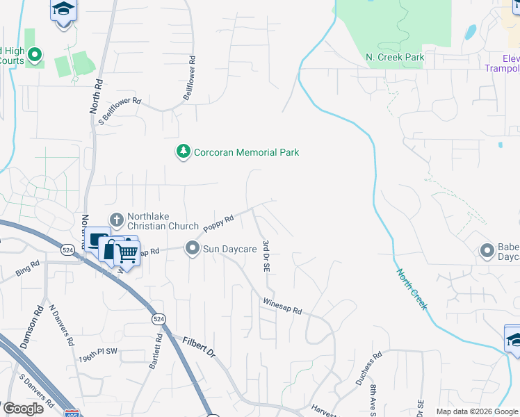 map of restaurants, bars, coffee shops, grocery stores, and more near 18917 4th Avenue Southeast in Bothell