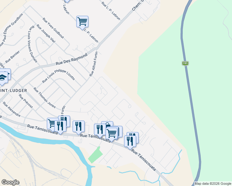 map of restaurants, bars, coffee shops, grocery stores, and more near 41 Rue de l'Intercolonial in Riviã¨Re-Du-Loup