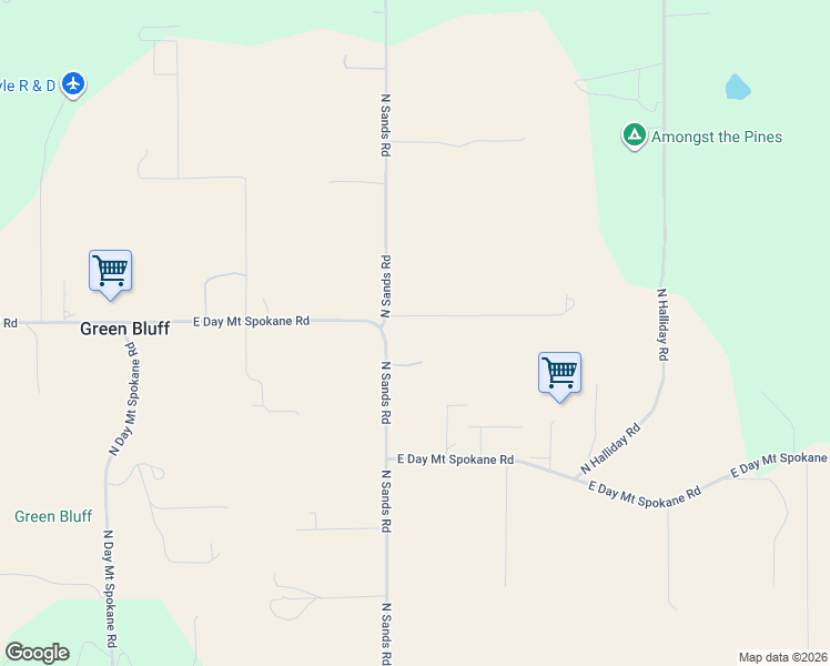 map of restaurants, bars, coffee shops, grocery stores, and more near 10703 East Day Mount Spokane Road in Mead