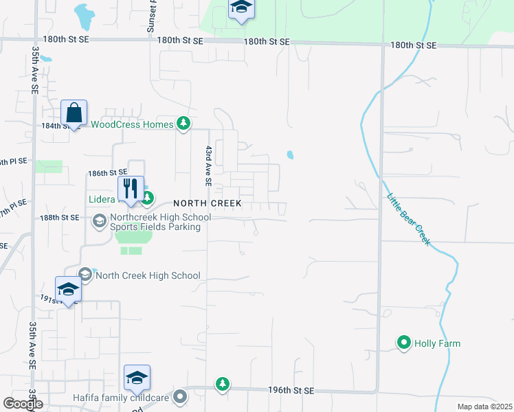 map of restaurants, bars, coffee shops, grocery stores, and more near 4506 187th Place Southeast in Bothell
