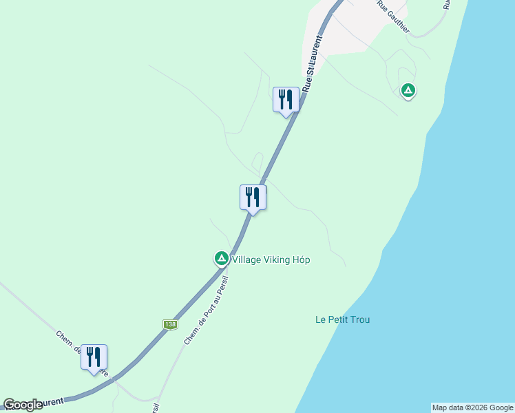 map of restaurants, bars, coffee shops, grocery stores, and more near Rue Saint Laurent in Saint-Siméon