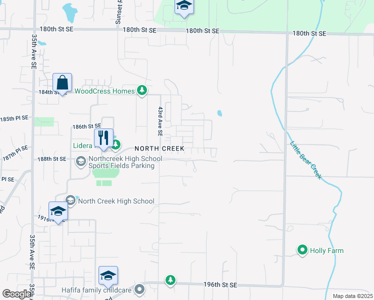 map of restaurants, bars, coffee shops, grocery stores, and more near 4506 187th Place Southeast in Bothell