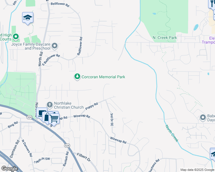 map of restaurants, bars, coffee shops, grocery stores, and more near 18707 2nd Drive Southeast in Bothell