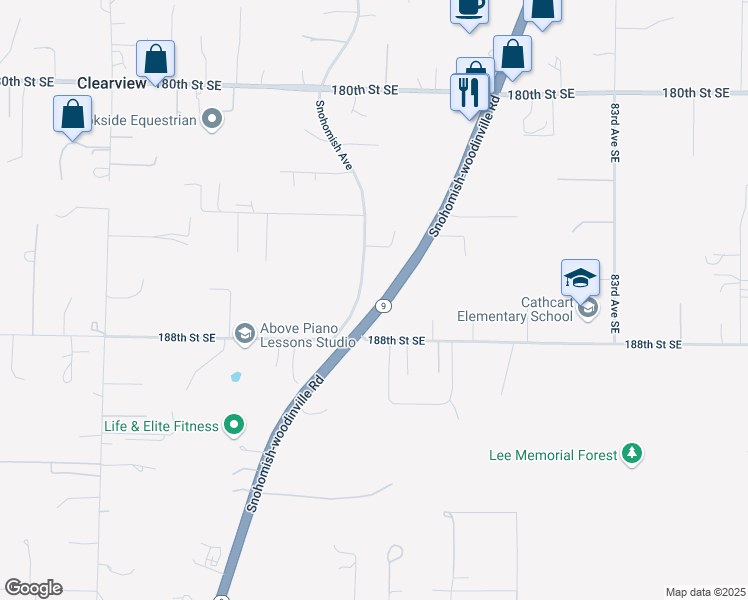 map of restaurants, bars, coffee shops, grocery stores, and more near 18701 Snohomish Avenue in Snohomish