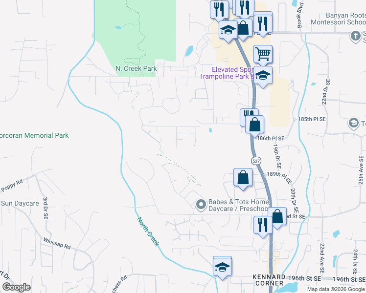 map of restaurants, bars, coffee shops, grocery stores, and more near 18731 12th Drive Southeast in Bothell
