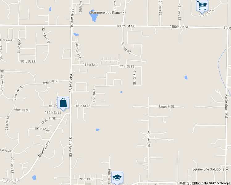 map of restaurants, bars, coffee shops, grocery stores, and more near 18533 39th Drive Southeast in Bothell