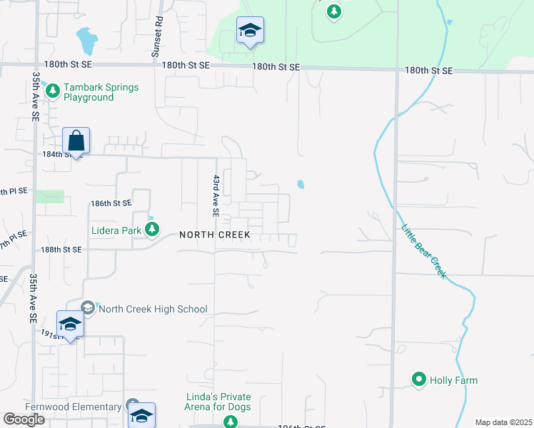 map of restaurants, bars, coffee shops, grocery stores, and more near 13315 45th Avenue Southeast in Bothell