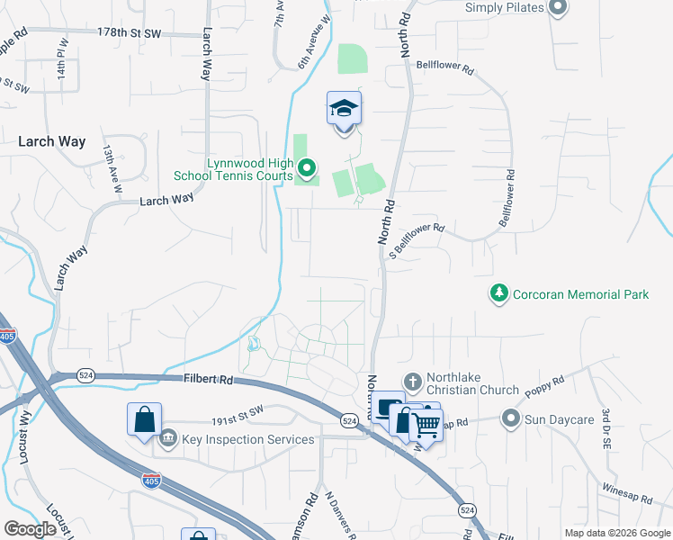map of restaurants, bars, coffee shops, grocery stores, and more near 18602 North Road in Bothell