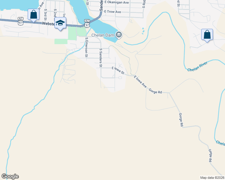 map of restaurants, bars, coffee shops, grocery stores, and more near 336 East Prospect Street in Chelan
