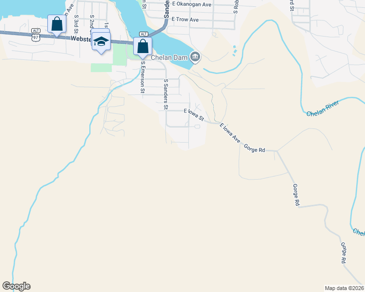 map of restaurants, bars, coffee shops, grocery stores, and more near 336 East Prospect Street in Chelan