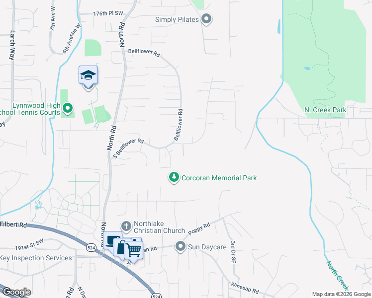 map of restaurants, bars, coffee shops, grocery stores, and more near 18509 Baldwin Road in Bothell