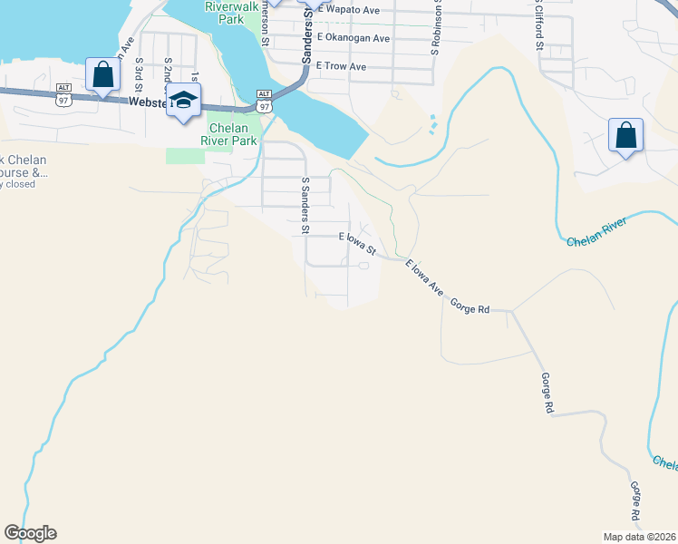 map of restaurants, bars, coffee shops, grocery stores, and more near 332 East Nebraska Street in Chelan