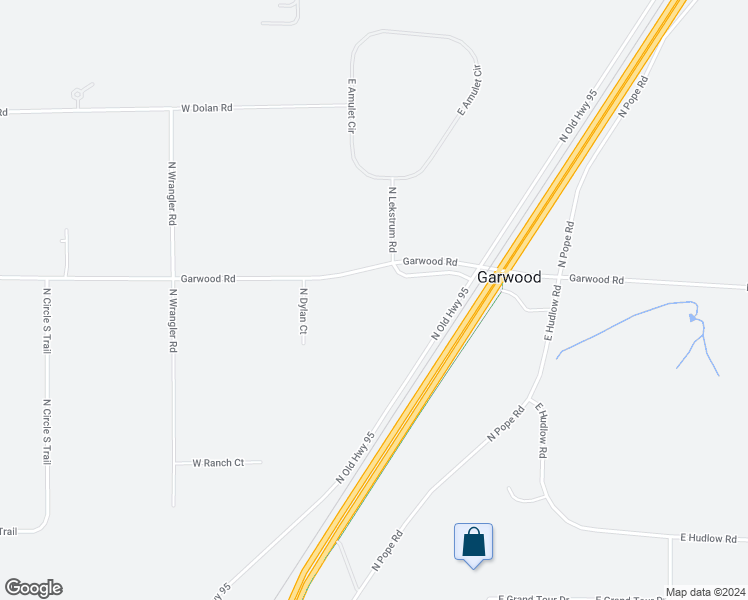 map of restaurants, bars, coffee shops, grocery stores, and more near 50383 Old US Highway 95 in Rathdrum