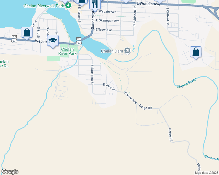 map of restaurants, bars, coffee shops, grocery stores, and more near 110 Iowa Court in Chelan