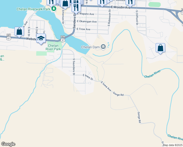 map of restaurants, bars, coffee shops, grocery stores, and more near 110 Iowa Court in Chelan