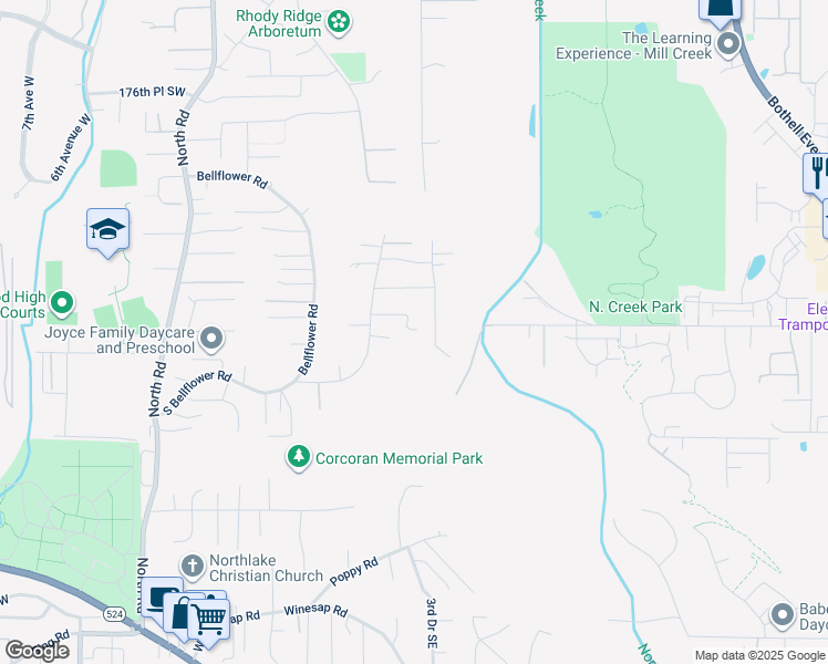 map of restaurants, bars, coffee shops, grocery stores, and more near 331 182nd Place Southeast in Bothell